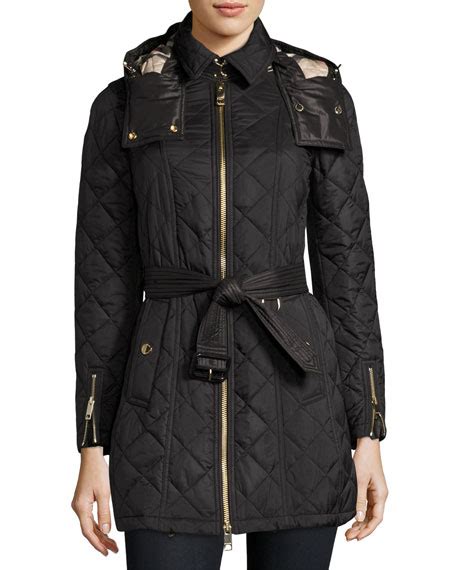 burberry baughton coat black|Burberry Baughton Quilted Belted Parka Jacket, Black.